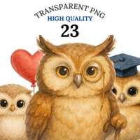 23 Cute Owl Clipart PNG, Whimsical Woodland Owl Bundle for Kids & Nursery Decor, Baby Owl PNG, F