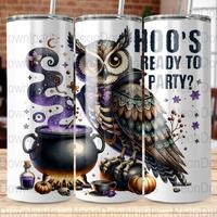 Owl Halloween 20oz Skinny Tumbler Sublimation Design, PNG Digital Download, Spooky Season Tumbler Wr