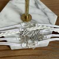 White Faux Leather Multi-Strand Bracelet: Love, Owl & Anchor Charms
