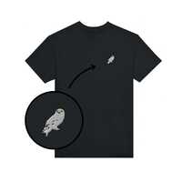 Embroidered Snow Owl T-Shirt: Heavyweight Cotton Crewneck