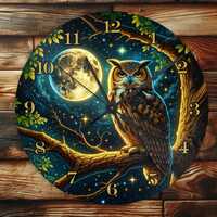 Moonlight Owl - Wall Clock Design - With Numbers - PNG Design - Digital Download