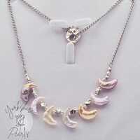 Multiple Moon Pearl Necklace with Owl Toggle