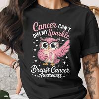 Breast Cancer Awareness Owl PNG, Cancer Cant Dim My Sparkle, Pink Ribbon, Instant Download, 300dpi, 
