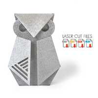 Geometric owl laser cut files | Modern metal sculpture DXF SVG AI