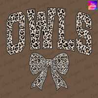 Leopard Owls PNG, School Team Mascot Owls Design, Retro Cheetah Print Owls, GameDay Tshirt Design Pn