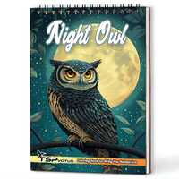 Night Owl Coloring Book for Adults: Wooden Hardcover, 30 Detailed Illustrations