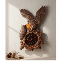 Rustic Owl Wall Clock, Large Carved Wood Woodland Decor, Unique Log Cabin Gift