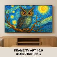 Owl Frame TV Art, Owl Tv Screen Art, Owl digital tv art, Owl Artwork TV Frame, Owl Painting Art, Dig