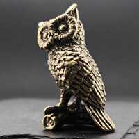 Brass Owl Figurine – Handcrafted Miniature Sculpture, Tea Pet, Desk Ornament or Collector Gift