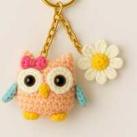 Crochet Owl Keychain Pattern PDF – Cute Amigurumi Owl with Daisy Flower | Easy Crochet Animal 