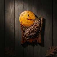 Carved Owl Wall Clock, Rustic Wood Animal Decor, Unique Vintage Woodland Gift