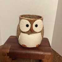 Kotobuki Japanese Owl mug, porcelain brown owl mug, Mid Century owl mug, vintage owl mug