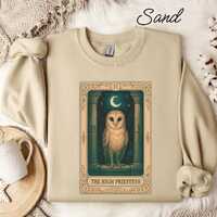 Tarot Card Owl Sweatshirt: Witchy Mystical Halloween Apparel