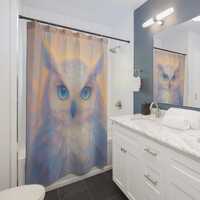 Mystical Owl Shower Curtain - Enchanting Bathroom Decor, Owl Lover Gift, Whimsical Home Accessory, B