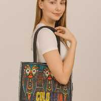 Handmade Colombian Canvas Tote Bag &bull; Cultural Owl & Toucan Design