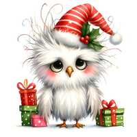 15 JPG Quirky White Christmas Owl Clipart Bundle Watercolor Funny Christmas Printable Quirky Bird Im