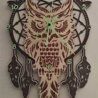 Horloge attrape rêve hibou