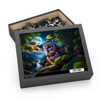 Enchanting Owl Night Puzzle - 120, 252, 500-Piece, Nature Lovers, Nighttime Serenity, Animal Art, Fa