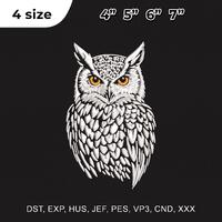 4 Size White Owl Embroidery Design, Owl Embroidery Design, Embroidery Design, Embroidery Machines Fi