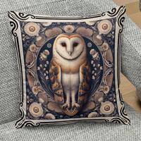 Owl Pillow Cover Vintage Home Decor Couch Cushion Toss Pillow Gift Autumn Decor Whimsical Family Roo
