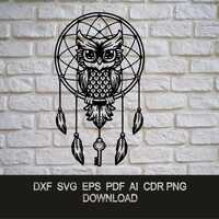 Owl SVG DXF Cut File | Laser CNC Plasma Waterjet Vector Design | Png Ai Pdf Eps Cdr Digital Download