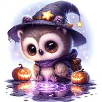 Halloween Baby Owlbear Clipart | Cute Wizard Owl JPEGs for Kids Crafts | Magic Halloween Sublimation