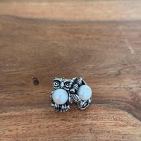 Sterling Silver Owl Earrings with Freshwater Pearls