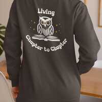 Bookish Owl Sweatshirt: Cozy Reader Apparel - Living Chapter to Chapter