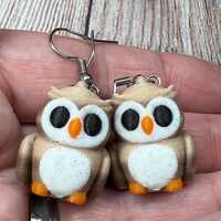 3D Printed Articulated Owl Dangle Earrings