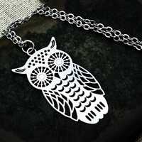 Large Owl Necklace - Silver Owl Necklace - Owl Pendant Necklace - Owl Jewelry Gifts - Owl Gifts For 