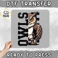 Cute Whimsical Owl DTF Transfer for Nature Lovers Bird Enthusiasts - Ready to Press Iron-On for T-Sh