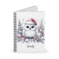 Personalized Christmas Owl Spiral Notebook, Festive Stationery Gift
