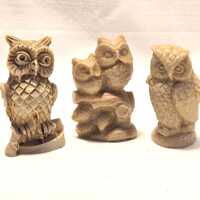 Set of 3 Vintage Mini Owl Figurines