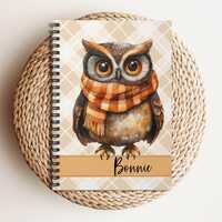 Owl Spiral Note book - Autumn Theme, Back to School Supplies, Personalized Name Journal, Gift Idea, 