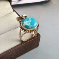 Handmade 925 Sterling Silver Turquoise Owl Ring | Natural Gemstone Jewelry , Gift jewelry