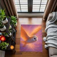 Mystical Owl Area Rug: Purple & Gold Glow, Non-Slip Floor Decor