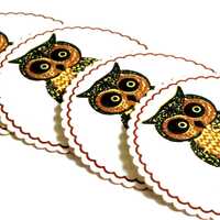 Vintage Halloween Owl Paper Coasters. Vintage Ephemera. Junk Journal Paper. Mixed Media Paper. Hallo