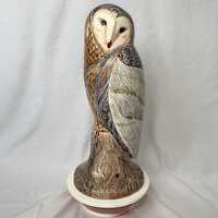 Handmade Ceramic Owl Sculpture – "Smile" – 47cm Decorative Figurine – Tr