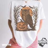 Funny Owl Halloween Tee, Sarcastic Animal Spooky Shirt, Vintage Halloween Graphic T-Shirt, Gift for 