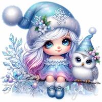 Frostbite Owl Keeper Gnome Clipart | 10 High-Quality 300 DPI JPEGs Commercial Whimsical Cute Winter 