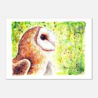 Owl Watercolor Art Print - Animal Wall Art Poster | By ASFoxdesign