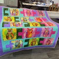 Handmade Colorful Owl Dash Quilt 42" x 47"