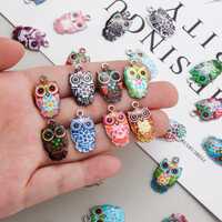 Mix 10pcs bulk Enamel owl Charms gold plated Pendant for DIY Bracelets Earrings Necklaces jewelry Ma