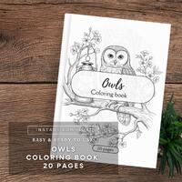 Owls Coloring Book for Adults & Kids – 20 Pages of Flying Owls, Forest and Floral Scenes &