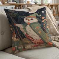Owl Wizard Pillow: Magical Forest Children's Room Decor