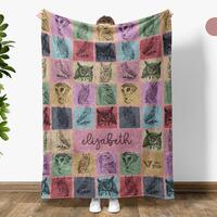 Custom Owl Lover Blanket, Personalized Name Retro Bird Throw, Cozy Forest Animal Blanket, Unique Nig