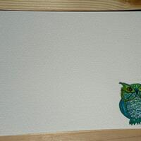 Idaho Great Horned Owl 2025 Watercolor Notecard (Teal)