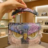 Handmade Luxury Owl Face Beaded Evening Clutch Bag with Fringe Wedding Party Purse Designer Pink Sna