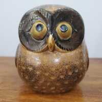 Vintage Ogatiri Japan Ceramic Brown Owl Figurine Rustic Woodland Farmhouse Pottery Bird Animal Colle
