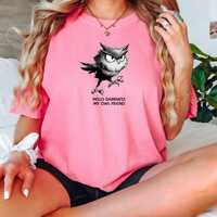 Angry Owl Halloween Shirt Hello Darkness T-Shirt Fall Tee Tshirts Women's Men's Oversized Co